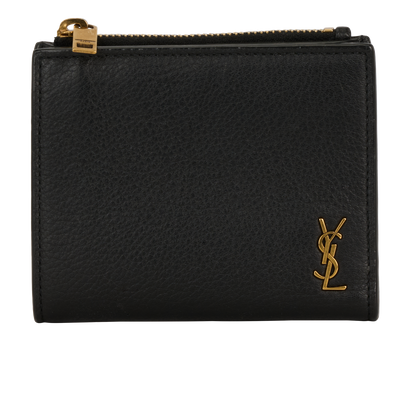 Saint Laurent Compact Wallet, &pound;150, Accessories, Black, Leather, Front view